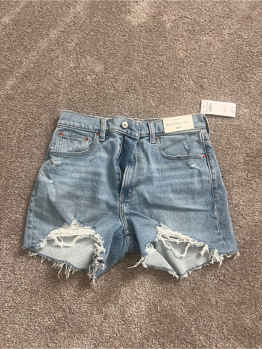 Abercrombie & Fitch Light Wash Distressed Denim Shorts